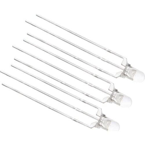 Diffused bicolor 3mm red@warm white led diode 3pins common anode/cathode