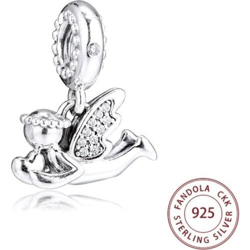 Fits Pandora Bracelet Silver 925 Original Angel of Love Dangle Charm Beads for Women DIY Jewelry Making Charmsy