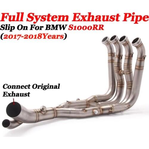 Slip On For BMW S1000RR 2017-2018 Full Set Motorcycle Exhaust Muffler Modified Front Mid Link Pipe Escape Moto Original Muffler