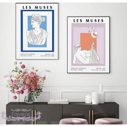 Greek Les Goddess Statue Posters and Prints Abstract Bust Portrait Stone Artwork Canvas Painting Wall Art Nordic Modern Picture