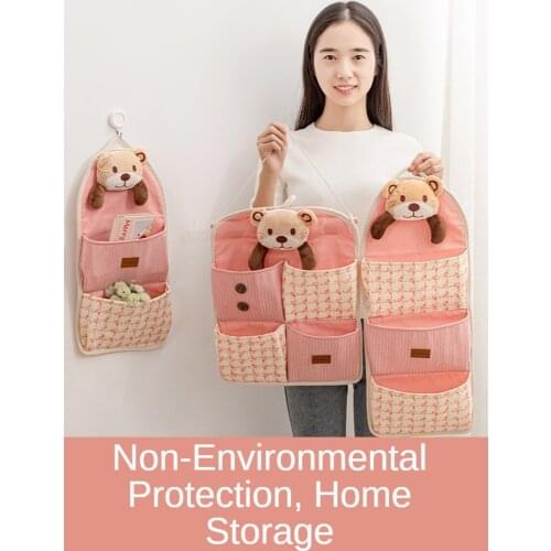 Fabric Mobile Phone Debris Storage Bag Home Living Room Bedroom Wall-mounted Multi-layer Wall Hanging Bag