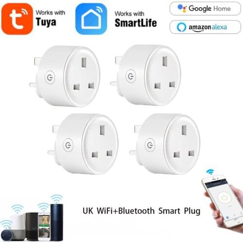 15A WiFi + Bluetooth UK Smart Plug Socket TUYA/Smart Life APP Remote Control Timing Support Alexa Google Home Voice Control