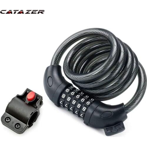 Bicycle Lock 5 Digit Code Combination Bicycle Security Lock Bike Lock Steel Cable Spiral Bike Cycling Lock