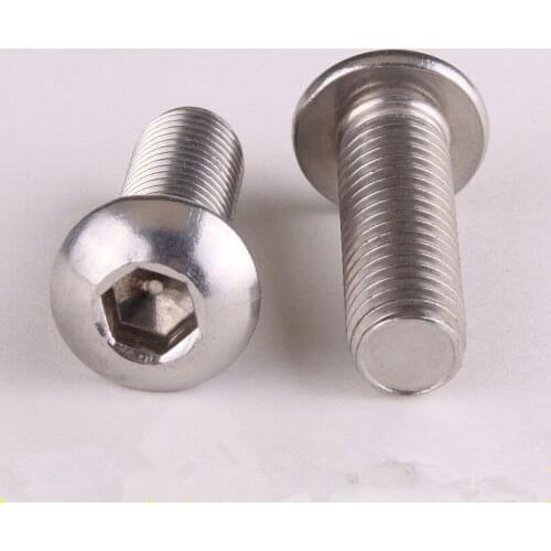 5PCS DIN7380 Button Head Socket Cap Screw 304 Stainless Steel Round/Pan Head Screws M6*8/10/12/14/16/20...70mm