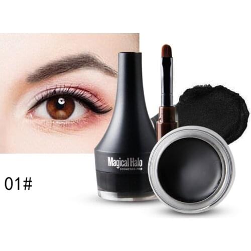 Magical Halo Eyeliner Gel Long Lasting Waterproof Smooth Eye Liner Cream Brown Black Eye Makeup With Brush 2 Colors For Choose