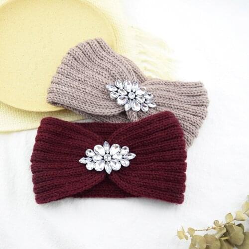 Diamond-encrusted Knitted Hair Band Earmuffs Knit Face-washing Sports Yoga Trend Hair Accessories Warm Wool Headband