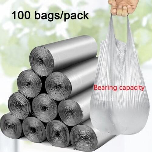 ZhangJi 100 pcs Toughest Most Durable Trash Bags 5.28 Galon Vest Style Waste Garbage Bags for Home Kitchen Storage Bag
