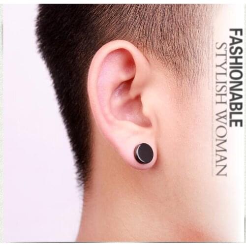 1PCS Punk 6-12mm Magnetic Fake Ear Plugs Earrings Tunnel Black Blue Ear Stretcher Earrings Gauges No Pierced