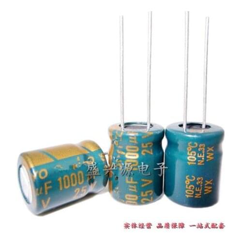100PCS 25V 1000UF 1000UF 25V 1000uf25v 25v1000uf Electrolytic Capacitors Size:10*13 10*17