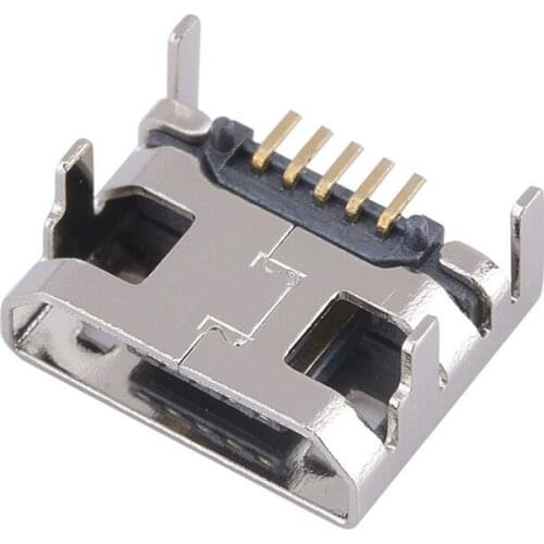 10pcs Micro USB connector 5pin seat Jack Micro usb Four legs 5P Inserting plate seat Mini usb connector for Mobile tail plug