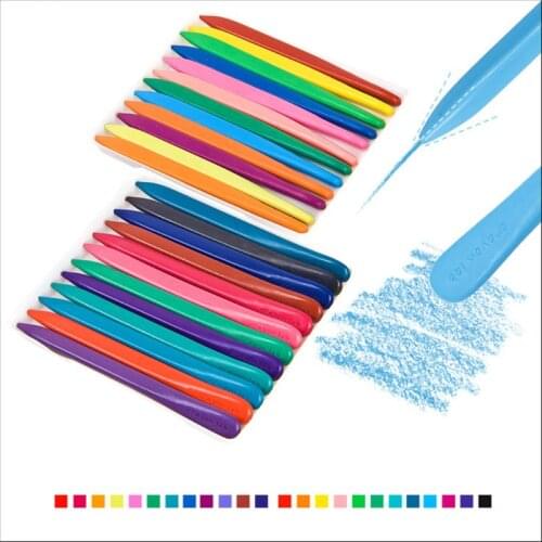 24 24 Pcs/Box Colorful Non-toxic Paint Wax Triangle Stick Crayons For Children Kids Toddler Kindergarten Early Education Drawing