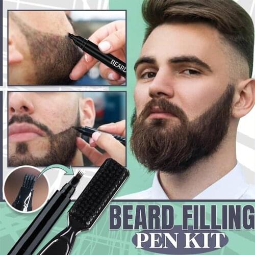 3PCS / Set Beard Filling Pen Kit Barber Pencil With Brush Salon Facial Hair Engraving Styling Eyebrow Tool Mustache Repair Shape