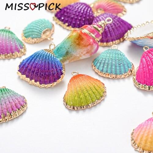 3/5/10pcs Gold Plated Threaded Colorful Seashells Beads Natural Shell Beads for Diy Handmade Charm Necklace Earring Accessories