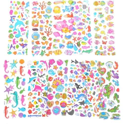 5 Sheets/set Marine Life Fish Animals Scrapbooking Bubble Puffy Stickers Sea Fishes Stickers Kawaii Reward Kids Toys