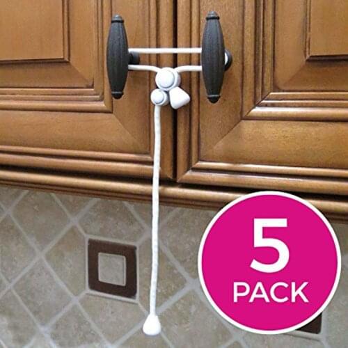 5pcs Kiscords Baby Safety Cabinet Locks Child Safety Cabinet Latches for Home Safety Strap Baby Proofing Cabinets Kitchen Door