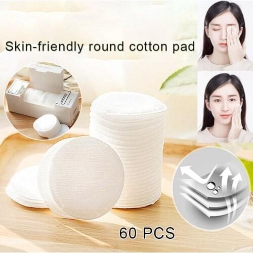 60 Pcs Skin-Friendly Round Cotton Pads Makeups Remover Pads Smooth Round Practical Soft Cotton Pads Makeup Accessories