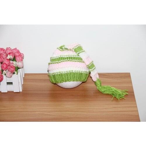 Free shipping, Baby Pixie Elf Hat with Big Pompom Crochet Toddler Christmas Beanie Hat newborn Photography Props size:0-1m,3-4m