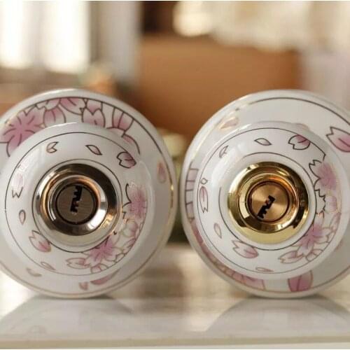 Free Shipping European Ceramic rose Ball White Gold Lock Bedroom spherical indoor American Bathroom Stainless Steel Lock has Key