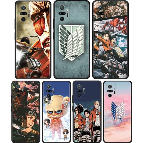 Attack On Titan Cover For Xiaomi Redmi Note 10 Pro 8T 9T 7 8 9 Pro 9S 10 5G 9A 8 Pro Cell Phone Case Black Soft Shell Coque