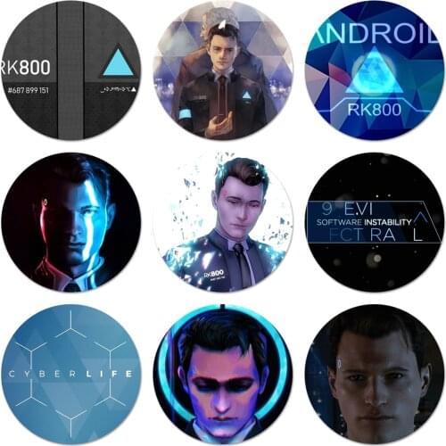 Detroit Become Human RK800 Connor Icons Pins Badge Decoration Brooches Metal Badges For Clothes Backpack Decoration 58mm