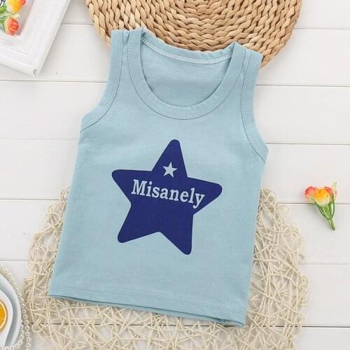 Childrens summer new sleeveless T-shirt Boy sweat absorbent cotton vest Boy summer cool breathable vest Cartoon pattern vest