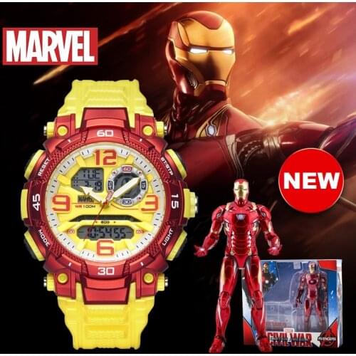 Disney Marvel Original Iron Man Multi Function Digital Sports Wrist Watch 100M Waterproof Boy Male Clock Religion M-9103 New