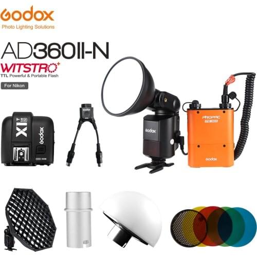 Godox AD360II-N 360W GN80 TTL Outdoor Powerful Speedlite Flash + X1T-N TTL Transmitter + PB960 Power Pack Orange + AD-S7 Softbox
