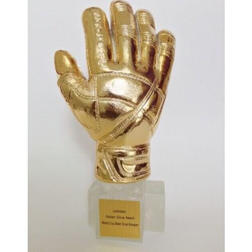 Hot sale Glove Football Trophy Customized Electroplate Goalkeeper trophy 26cm Resin Golden Glove Trophies And Award