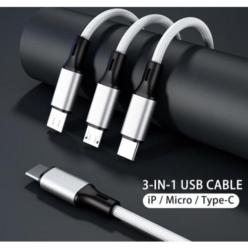 3 in 1 PD Cable USB Type C to Type C Micro Cable For iPhone 11 12 Pro Max X XR XS Charging Cord For Huawei Xiaomi Redmi Samsung