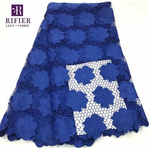 Royal Blue Dry Lace Swiss Voile In Switzerland Cord Lace 100% Cotton Fabrics Water Soluble African Embroidery Wedding Fabrics