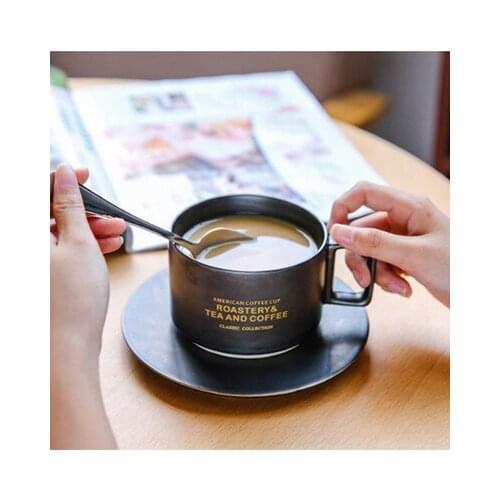 Creative American Style Coffee Sets With Spoon Continental Tea Set Tea Cup Simple Household Matte Color Ceramic Coffee Cups Gift