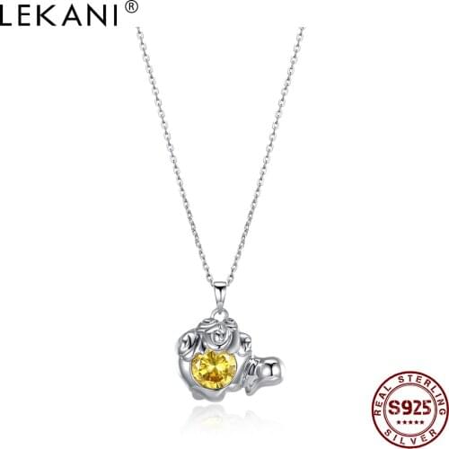LEKANI 925 Sterling Silver Necklace For Female Elegant Personality Style Chains Twelve Constellations Leo Trendy Fine Jewelry