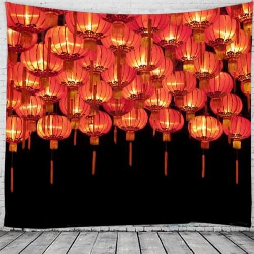 Jubilant Red Lantern Tapestry Psychedelic Wall Hanging Decor Halloween Deco Free Shipping