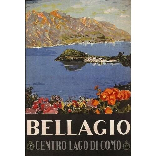 Bellagio-cartel de lata de METAL grande, cartel RETRO, placa de estilo italiano, Lago Como 1926