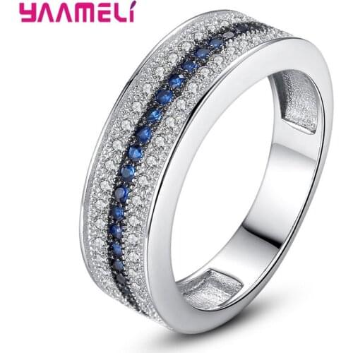 Trendy Blue Topaz Rings 925 Sterling Silver Woman Men Silver S925 Ring Gemstone Pink Blue Sapphire Party Jewelry Bague