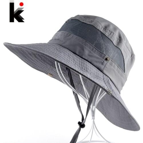Mens Bob Summer Bucket Hats Outdoor Fishing Wide Brim Hat UV Protection Cap Men Hiking Sombrero Outdoor Gorro Hats For Men