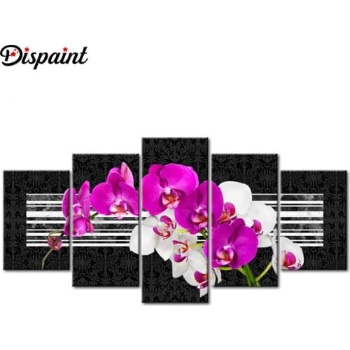 Dispaint 5pcs Full Square/Round Drill 5D DIY Diamond Painting "Flower orchid" Multi-picture Combination Embroidery 5D Decor