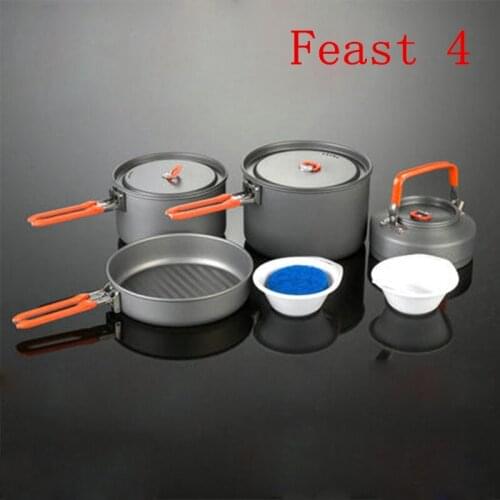Fire Maple Feast 4 Camping Pot Set 1014g 4-5 Person Portable Cutlery Outdoor Picnic Cooking Cookware Hard Aluminum Free Shipping
