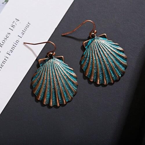 New Vintage Bronze Shell Indian Jhumka Earrings For Women Ethnic Afghan Bohemia Ladies Earrings Oorbellen