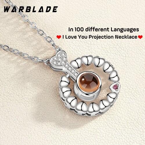 New Gold Silver Heart kolye 100 languages I love you Projection Pendant Necklace Romantic Love Memory Wedding Necklace For Lover