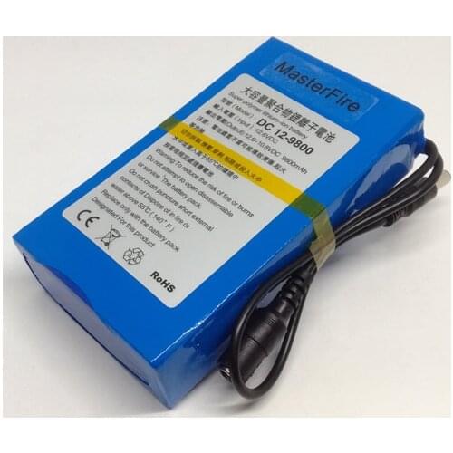 MasterFire DC 12V 9800mah Super Polymer Lithium-ion Battery Rechargeable Batteries Pack with plug For CCTV Camera DC 12-9800