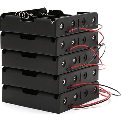 OOTDTY 5 Pcs 3x18650 Rechargeable Battery 3.7V Clip Holder Box Case With Wire Lead