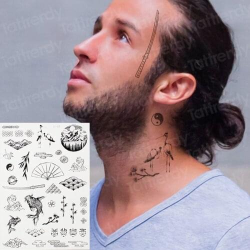 Fake tatoo for men face neck tattoos men boys sketches tattoo designs black waterproof summer tattoo sticker body art sheet