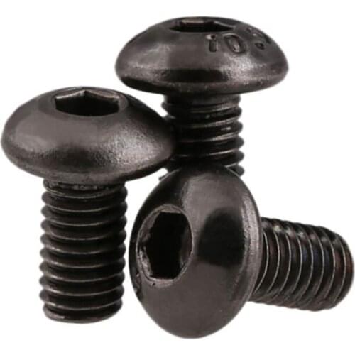10.9 Grade Semicircular Head Hexagon Socket Screw Round Cup Bolt Black Nickel Mushroom Head Socket Head Cap Screws M2 - M6