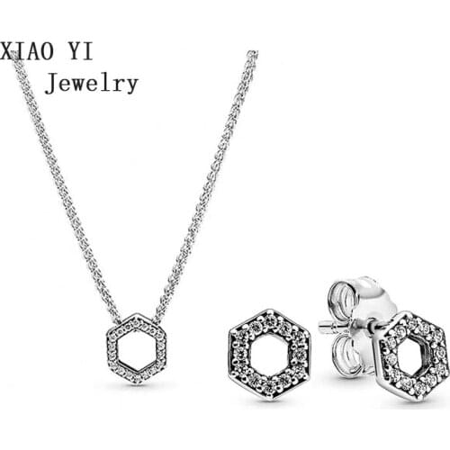 XIAOYI 2020 100% S925 popular Summer square series earrings necklace high quality party wedding jewelry for free delivery female