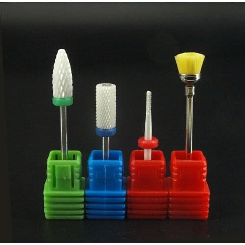 4Pcs/set High quality Professional white Ceramic Nail Bit For Nail Art Electric Nail Drill Manicure Machine Nail Tools