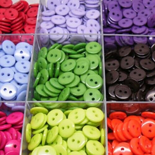 Kids Sewing Buttons Plastic Clothes Tools 6/9/11/13/15/20MM 100pcs 2 Holes Round Shape Random Colors Garment Accessories