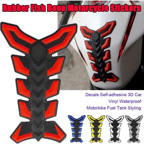 Rubber Motorcycle 3D Sticker Motorcycle Sticker Gas Fuel Oil Tank Pad Self-adhesive Fish Bone Vinyl Waterproof Decal Auto Parts