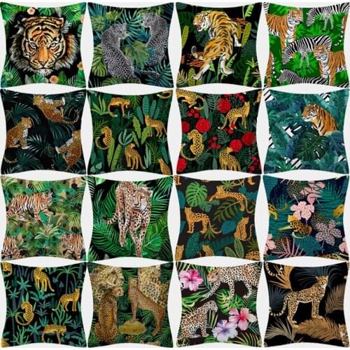 Cartoon Cushion Cover 45x45 Pillowcase Plant Animal Printed Sofa Cushions Decorative Throw Pillows Cover Home Decor Pillow Cases
