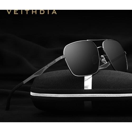 VEITHDIA Stainless Steel Top Brand Polarized Lens Mens Sunglasses Square Vintage Sun Glasses Male Eyewear Accessories For Men